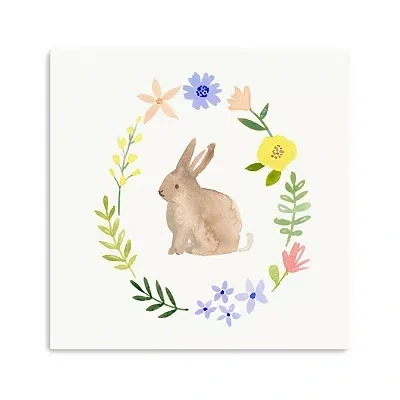 Kirkland's Watercolor Wildflower Bunny Canvas Art Print In Multi