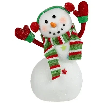 Kirkland's Waving Snowman With Ear Muffs Figurine In White