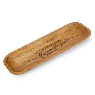 Kirkland's We Will Serve The Lord Mango Wood Dough Bowl In Brown