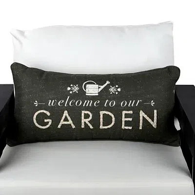 Kirkland's Welcome To Our Garden Outdoor Lumbar Pillow In Green
