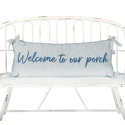Kirkland's Welcome To Our Porch Striped Lumbar Pillow In Multi