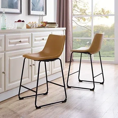 Kirkland's Whiskey Faux Leather Counter Stools In Brown