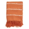 Kirkland's White Striped Fringe Throw Blanket In Orange