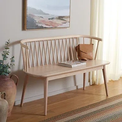 Kirkland's Whitewash Wood Spindle Blanchard Bench In Brown