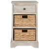 Kirkland's Whitewashed Brown Wood Side Table With Baskets In Neutral