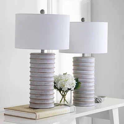 Kirkland's Whitewashed Gray Ridges Table Lamps