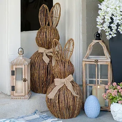 Kirkland's Wicker Bunny With Bow In Brown