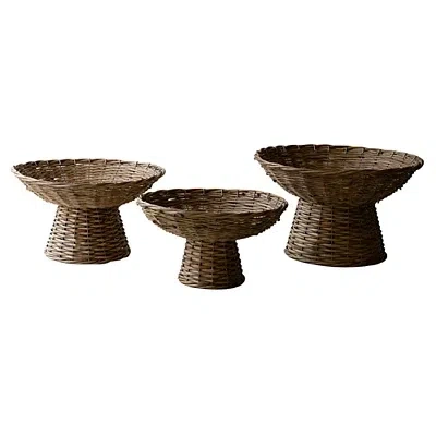 Kirkland's Wicker Compote Bowls In Brown