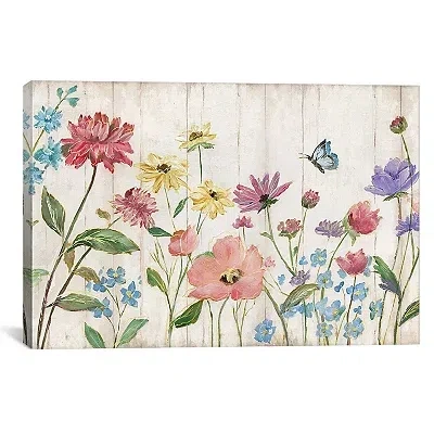 Kirkland's Wildflower Flutter On Wood Canvas Art Print In Multi