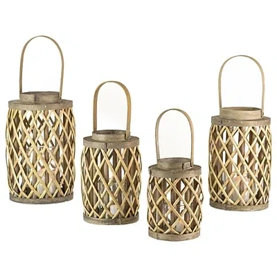 Kirkland's Willow Cylinder Lanterns In Brown