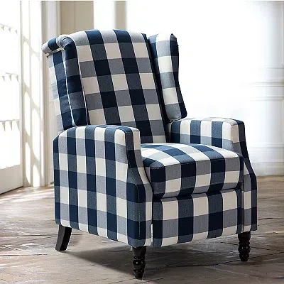 Kirkland's Windowpane Plaid Recliner In Blue