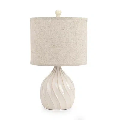 Kirkland's Winnie White Wave Ceramic Table Lamp In Brown