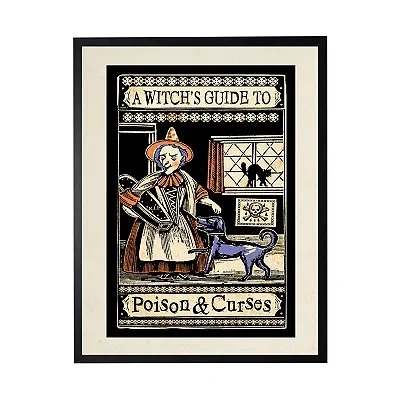 Kirkland's Witch Guide Book Cover Halloween Framed Art Print In Black
