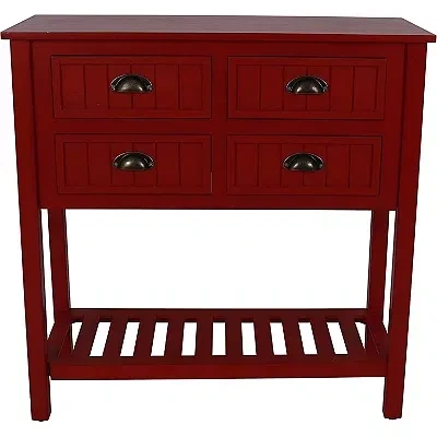 Kirkland's Wood 4-drawer Console Table In Red