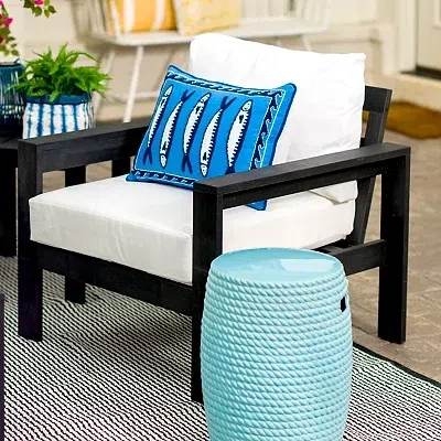 Kirkland's Wood Amalfi Outdoor Accent Chair In Multi