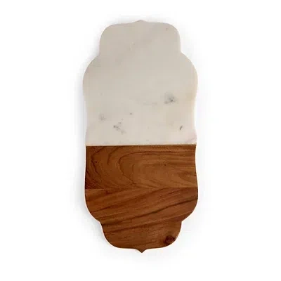 Kirkland's Wood And Marble Scalloped Serving Board In Multi