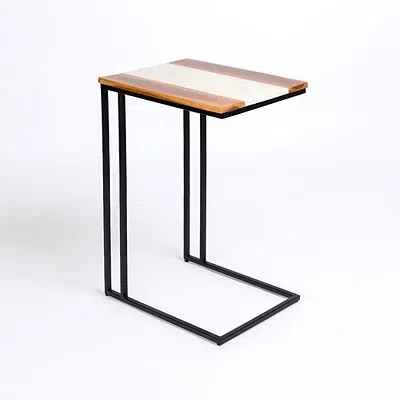 Kirkland's Wood And Marble Top C-table In Multi