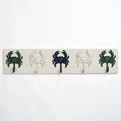 Kirkland's Wood And Metal Crab Wall Hooks In White