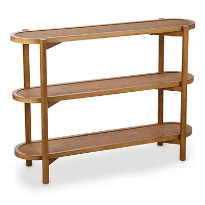 Kirkland's Wood And Rattan 3-tier Simone Console Table In Brown