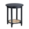Kirkland's Wood And Rattan Boho Accent Table In Black