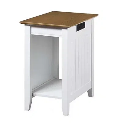 Kirkland's Wood & White Two-tone Charging Open Accent Table