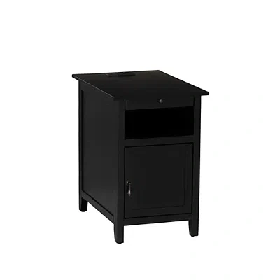 Kirkland's Wood Birkdale Charging End Table In Black