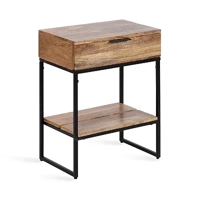 Kirkland's Wood Black Metal Accent Table