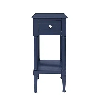 Kirkland's Wood Coastal Compact Accent Table In Blue