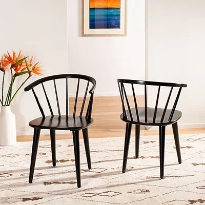 Kirkland's Wood Curved Spindle Dining Chairs In Black