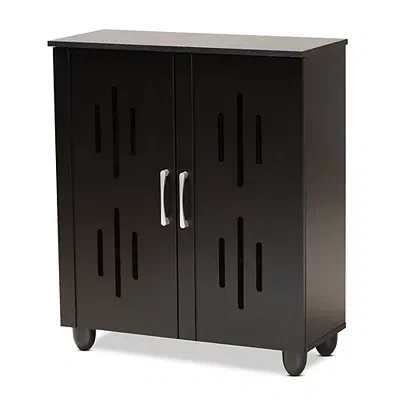 Kirkland's Wood Cut-out Shoe Storage Cabinet In Black