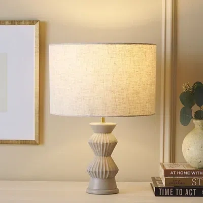 Kirkland's Wood Dahlia Table Lamp In White