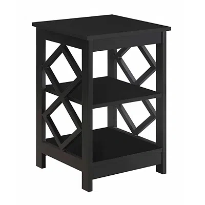 Kirkland's Wood Diamond 2-tier Accent Table In Black