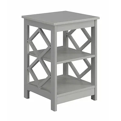 Kirkland's Wood Diamond 2-tier Accent Table In Gray