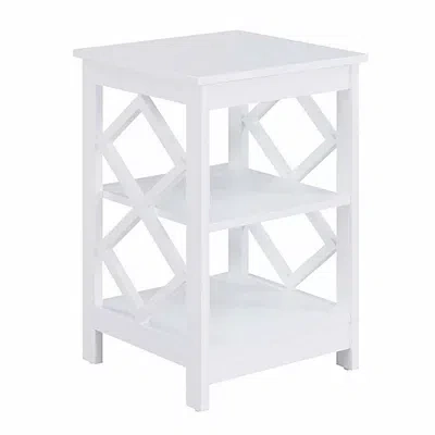 Kirkland's Wood Diamond 2-tier Accent Table In White