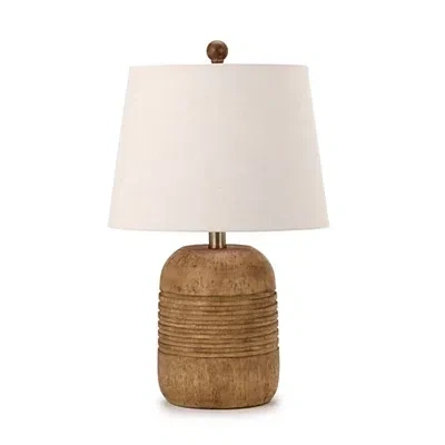 Kirkland's Wood Finish Ribbed Table Lamp In Multi