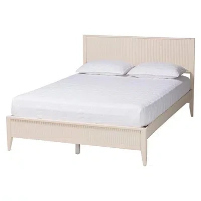 Kirkland's Wood Fluted Headboard Primrose Queen Bed In White
