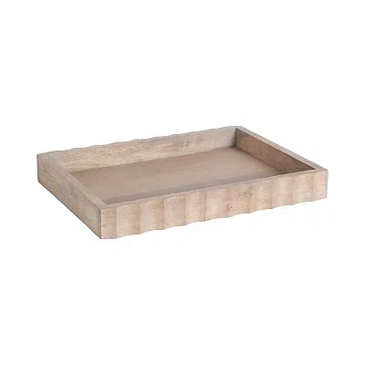 Kirkland's Wood Fluted Lissi Rectangular Serving Tray In Brown