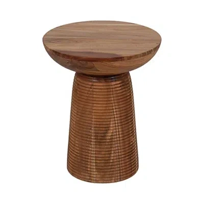 Kirkland's Wood Grooved Base Accent Table In Brown