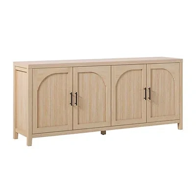 Kirkland's Wood Reeded Arch Cabinet In Brown
