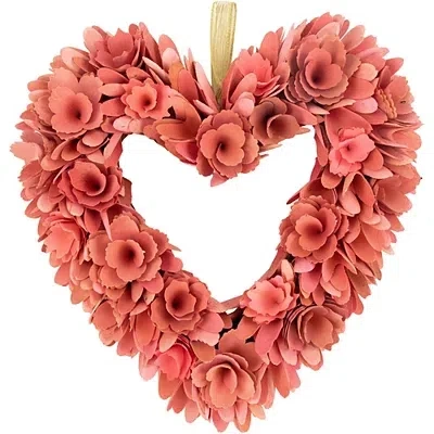 Kirkland's Wood Roses Heart Shaped Wreath In Pink
