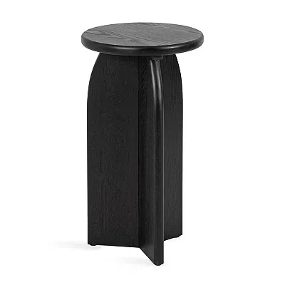Kirkland's Wood Round Sierra Accent Table In Black