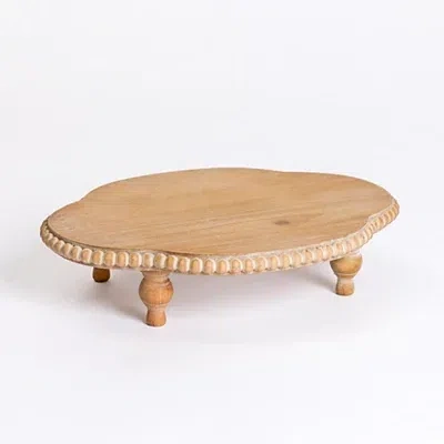 Kirkland's Wood Scalloped Beaded Riser In Brown