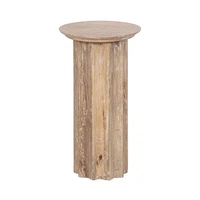 Kirkland's Wood Scalloped Gierson Accent Table In Brown