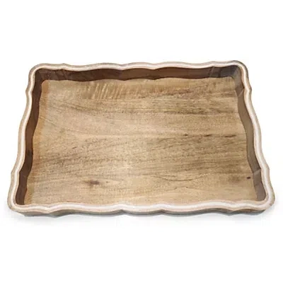Kirkland's Wood Scalloped Tray In Multi