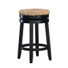 Kirkland's Wood Seagrass Seat Swivel Counter Stool In Black
