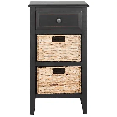 Kirkland's Wood Side Table With Baskets In Black