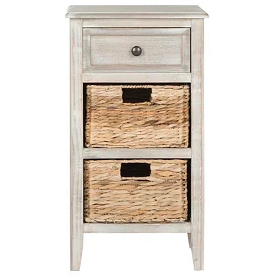 Kirkland's Wood Side Table With Baskets In Gray