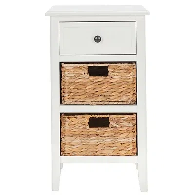 Kirkland's Wood Side Table With Baskets In White
