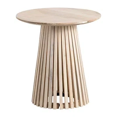 Kirkland's Wood Slatted Base Accent Table In Brown