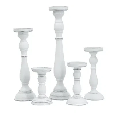 Kirkland's Wood Spindle Taper Candle Holders In White